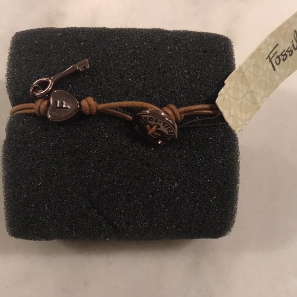 NWT Fossil Brown Leather and Crystal Bracelet - Picture 2 of 3